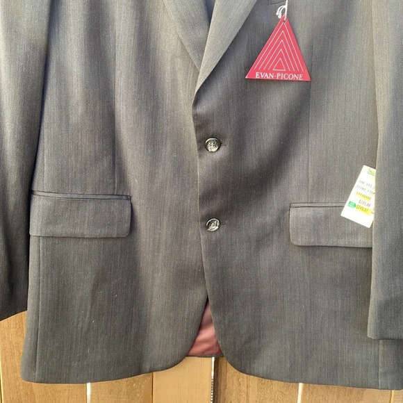 NWT Evan Picone Charcoal Grey Wool Blazer 44L - Picture 7 of 14